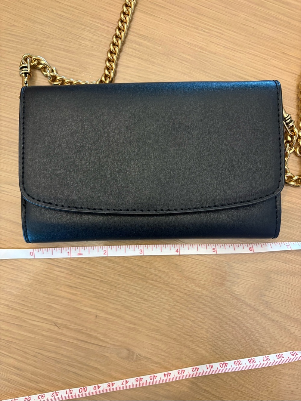Banana Republic Black Leather Gold Chain Crossbody Wallet - Picture 3 of 6
